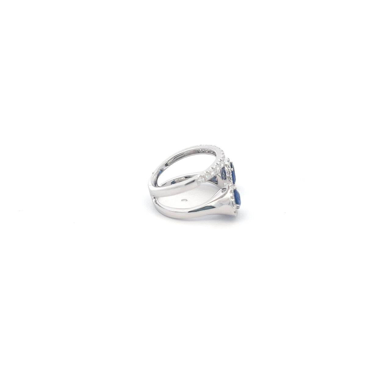 14K White Gold 1.49 cttw Blue Sapphire and White Diamond Ring
