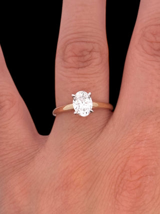 14K Yellow Gold 1.00cttw Lab Grown Oval Diamond Engagement Ring