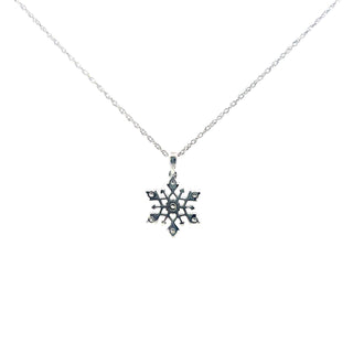 925 Sterling Silver Snowflake Lab Grown Diamond Pendant Necklace