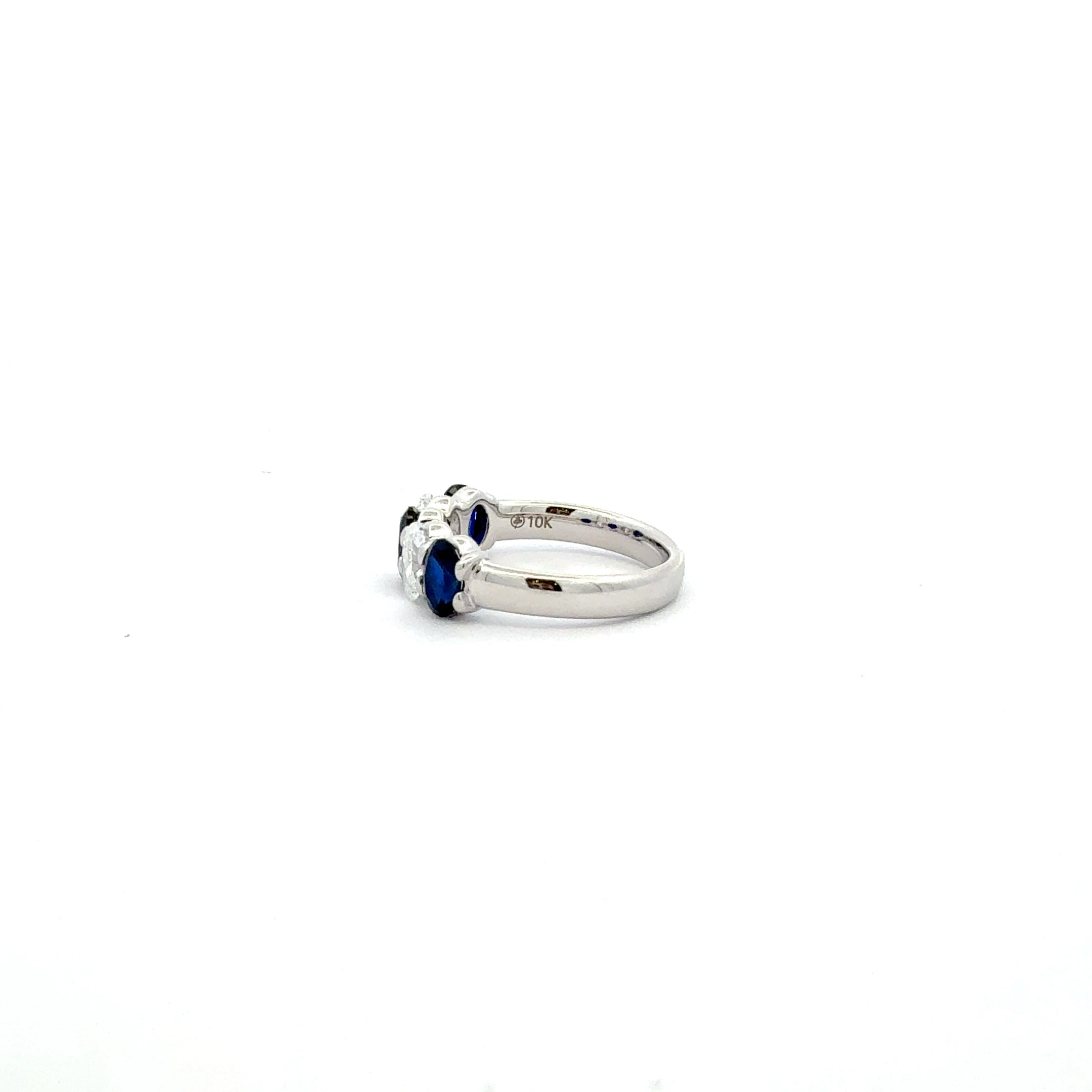 10K White Gold 1.67cttw Lab Grown Sapphire and Diamond Ring - 4 /