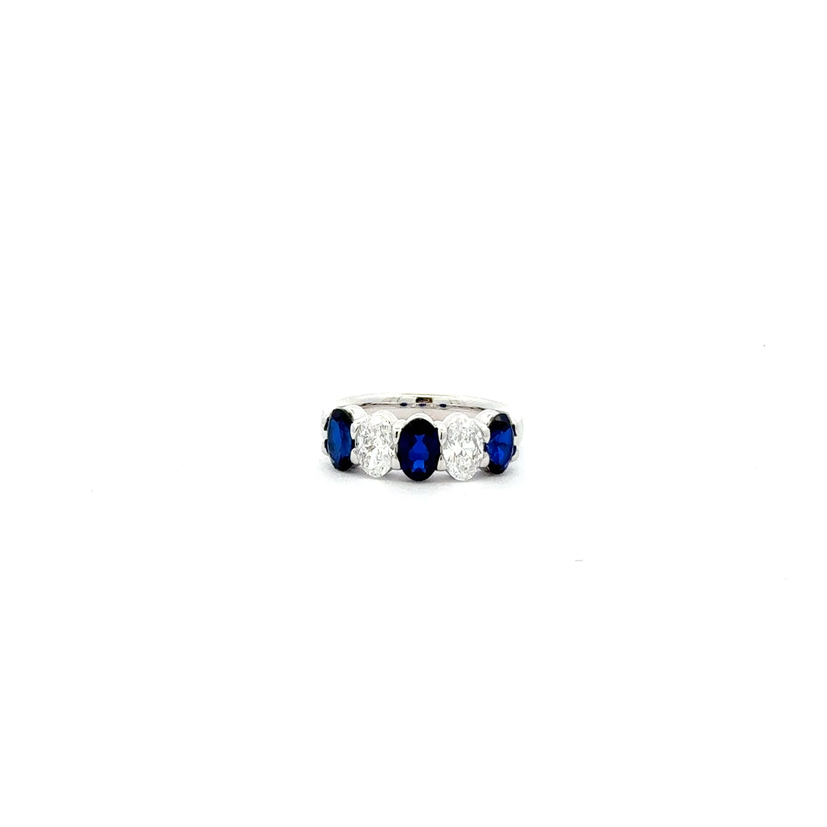 10K White Gold Lab Grown Sapphire and Diamond Ring
