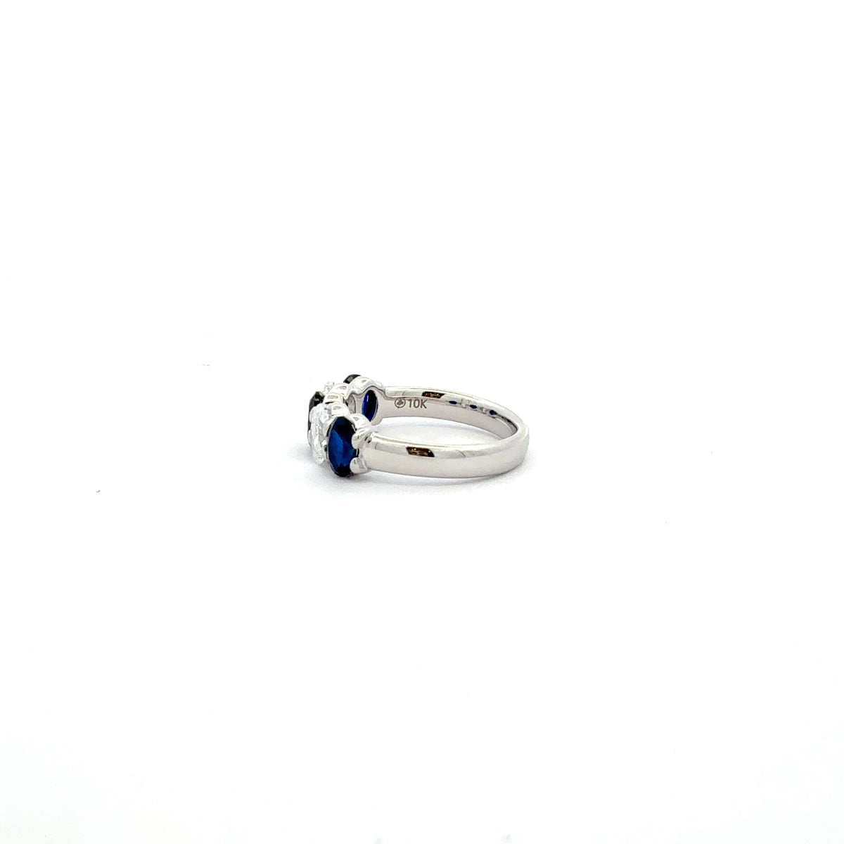 10K White Gold Lab Grown Sapphire and Diamond Ring