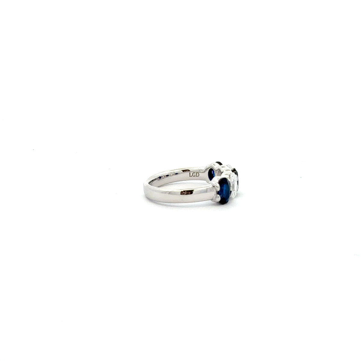 10K White Gold Lab Grown Sapphire and Diamond Ring