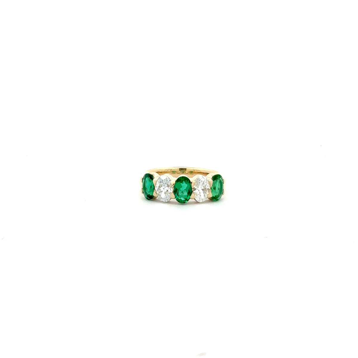 10K Yellow Gold Lab Grown Emerald and Diamond Ring