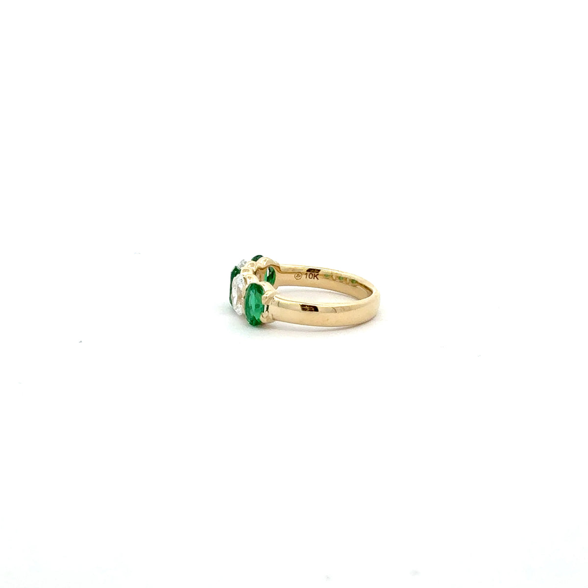 10K Yellow Gold Lab Grown Emerald and Diamond Ring