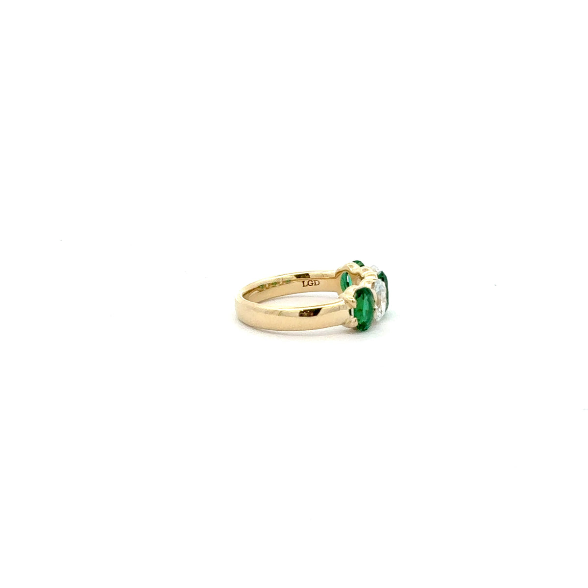 10K Yellow Gold Lab Grown Emerald and Diamond Ring