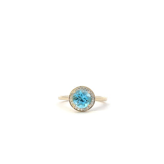 10K Yellow Gold Blue Topaz and Diamond Ring