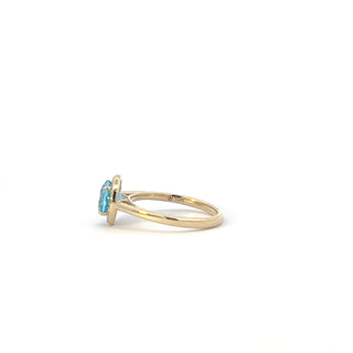 10K Yellow Gold Blue Topaz and Diamond Ring