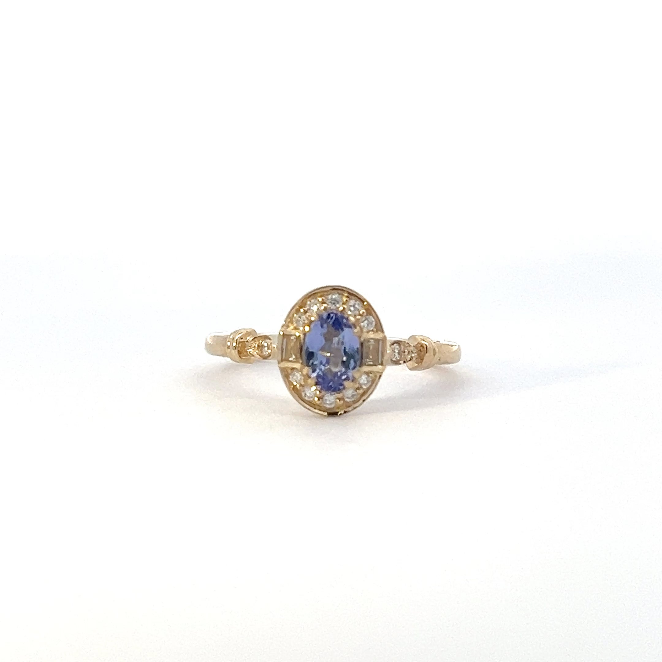 10K Yellow Gold Tanzanite , White sapphire and Diamond Ring - yellow gold / 4
