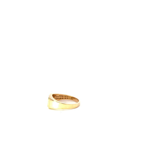 10K Yellow Gold Diamond Signet Men's Ring