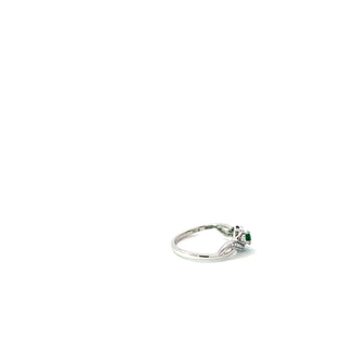 10K White Gold Emerald and Diamond Ring