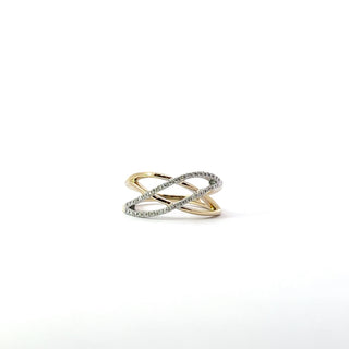 10K Yellow and White Gold 0.10cttw Diamond Ring