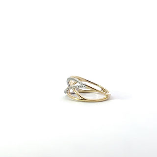 10K Yellow and White Gold 0.10cttw Diamond Ring