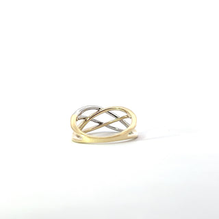 10K Yellow and White Gold 0.10cttw Diamond Ring