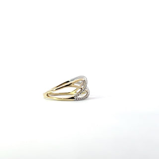 10K Yellow and White Gold 0.10cttw Diamond Ring