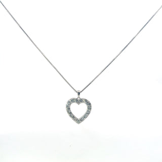 925 Sterling Silver Heart Lab Grown Diamond Pendant Necklace