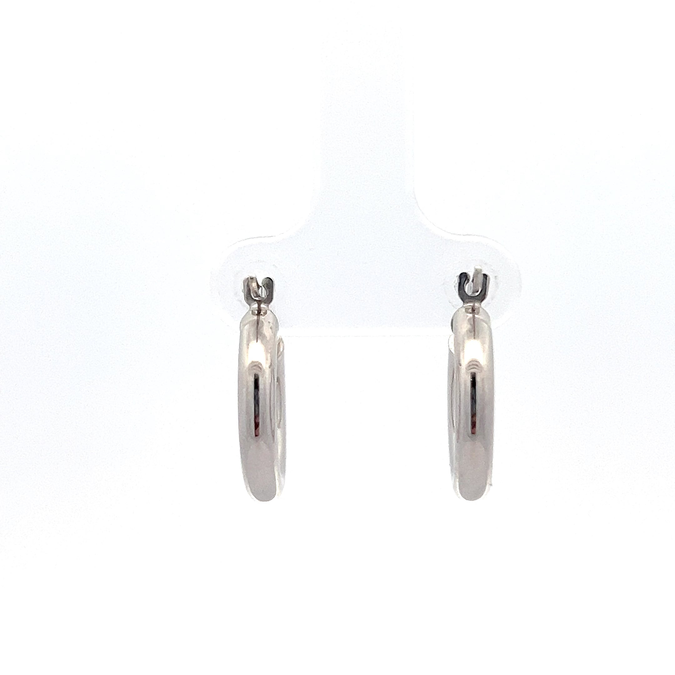 10K White Gold 3mm Tube Hoop Earrings