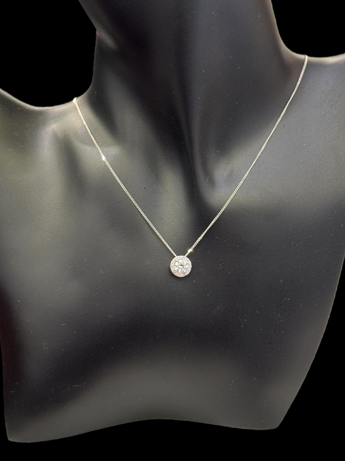 10K White Gold 0.63cttw Lab Grown Diamond Halo Necklace - 18 Inches