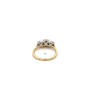 Anillo de diamantes brillantes redondos de 3 piedras cultivados en laboratorio de 14 quilates