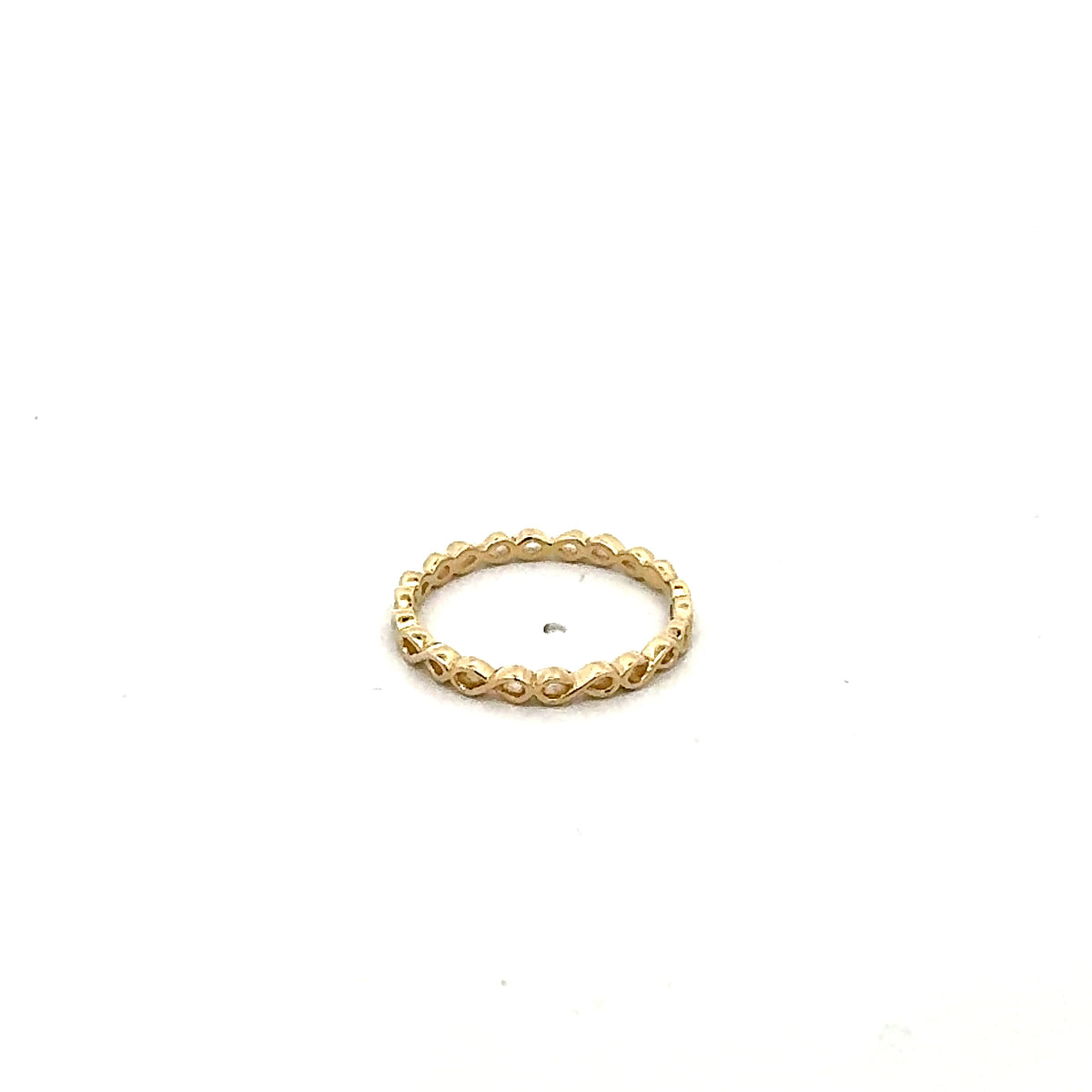 Anillo de oro blanco y amarillo de 10 quilates con diamantes de 0,04 quilates, doble círculo/eternidad/infinito, tamaño 6,5