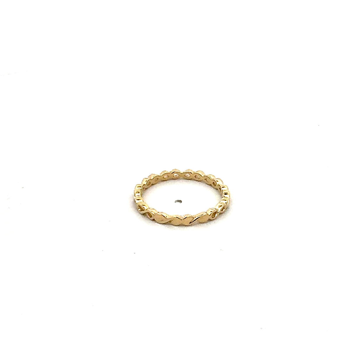 Anillo de oro blanco y amarillo de 10 quilates con diamantes de 0,04 quilates, doble círculo/eternidad/infinito, tamaño 6,5