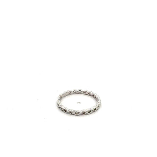 Anillo de oro blanco y amarillo de 10 quilates con diamantes de 0,04 quilates, doble círculo/eternidad/infinito, tamaño 6,5