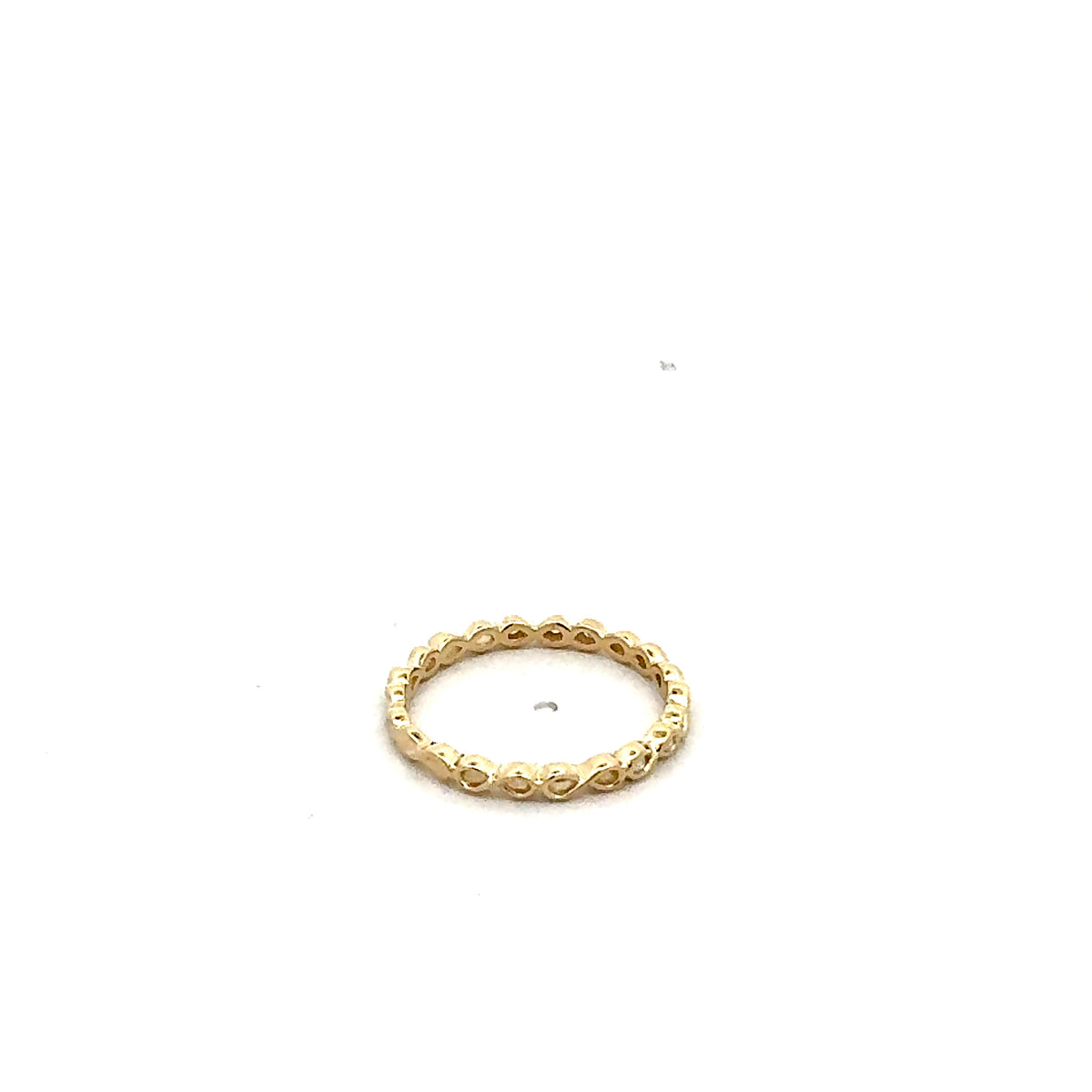 Anillo de oro blanco y amarillo de 10 quilates con diamantes de 0,04 quilates, doble círculo/eternidad/infinito, tamaño 6,5