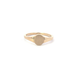 10K Yellow Gold Signet Ring Oval Brushed Center