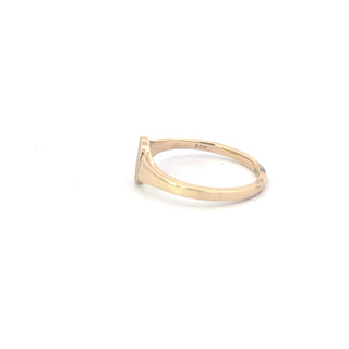 10K Yellow Gold Signet Ring Oval Brushed Center