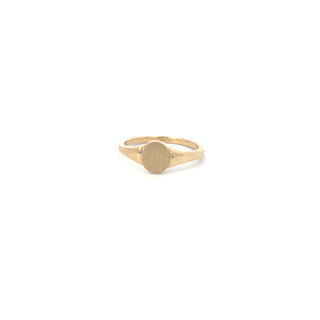 10K Yellow Gold Signet Ring Oval Brushed Center