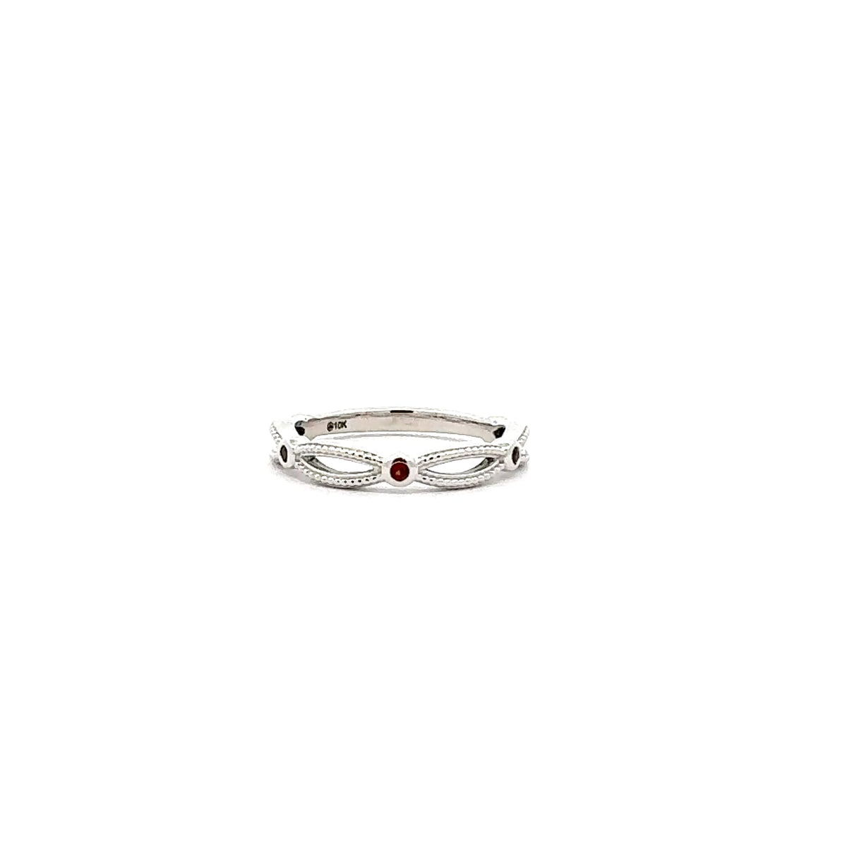 10K White Gold Garnet Ring