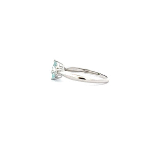 10K White Gold 0.76cttw Cushion Cut Aquamarine and 0.008cttw Diamond Ring