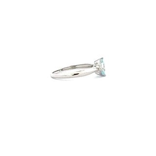 10K White Gold 0.76cttw Cushion Cut Aquamarine and 0.008cttw Diamond Ring