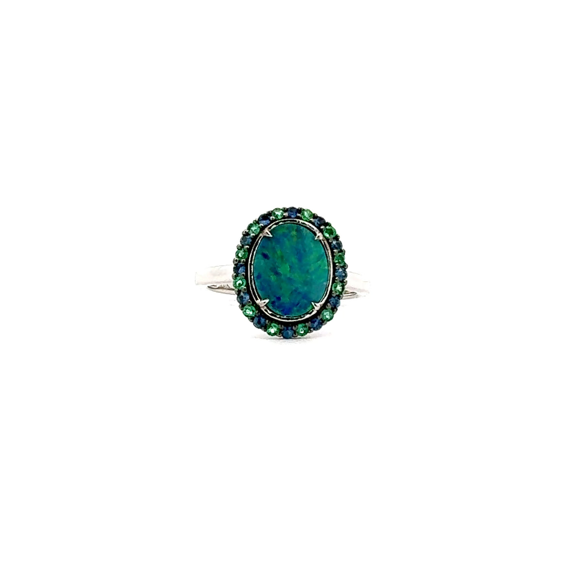 10K White Gold Opal Doublet Ring