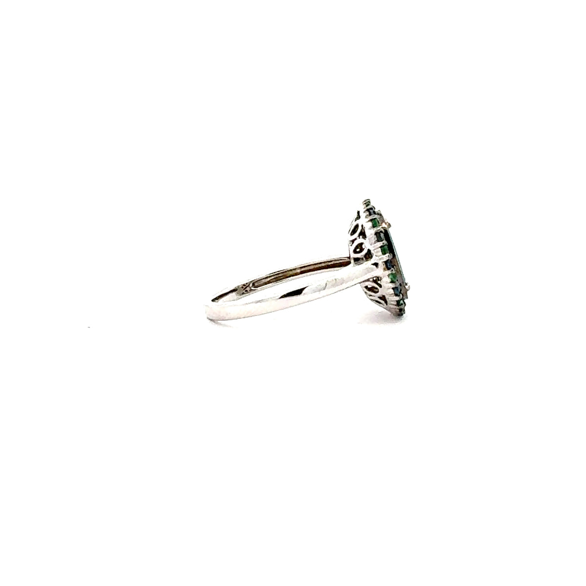 10K White Gold Opal Doublet Ring