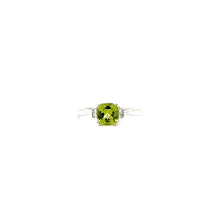 10K White Gold Peridot and Diamond Ring