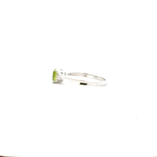 10K White Gold Peridot and Diamond Ring