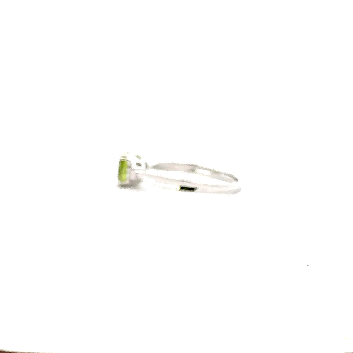 10K White Gold Peridot and Diamond Ring
