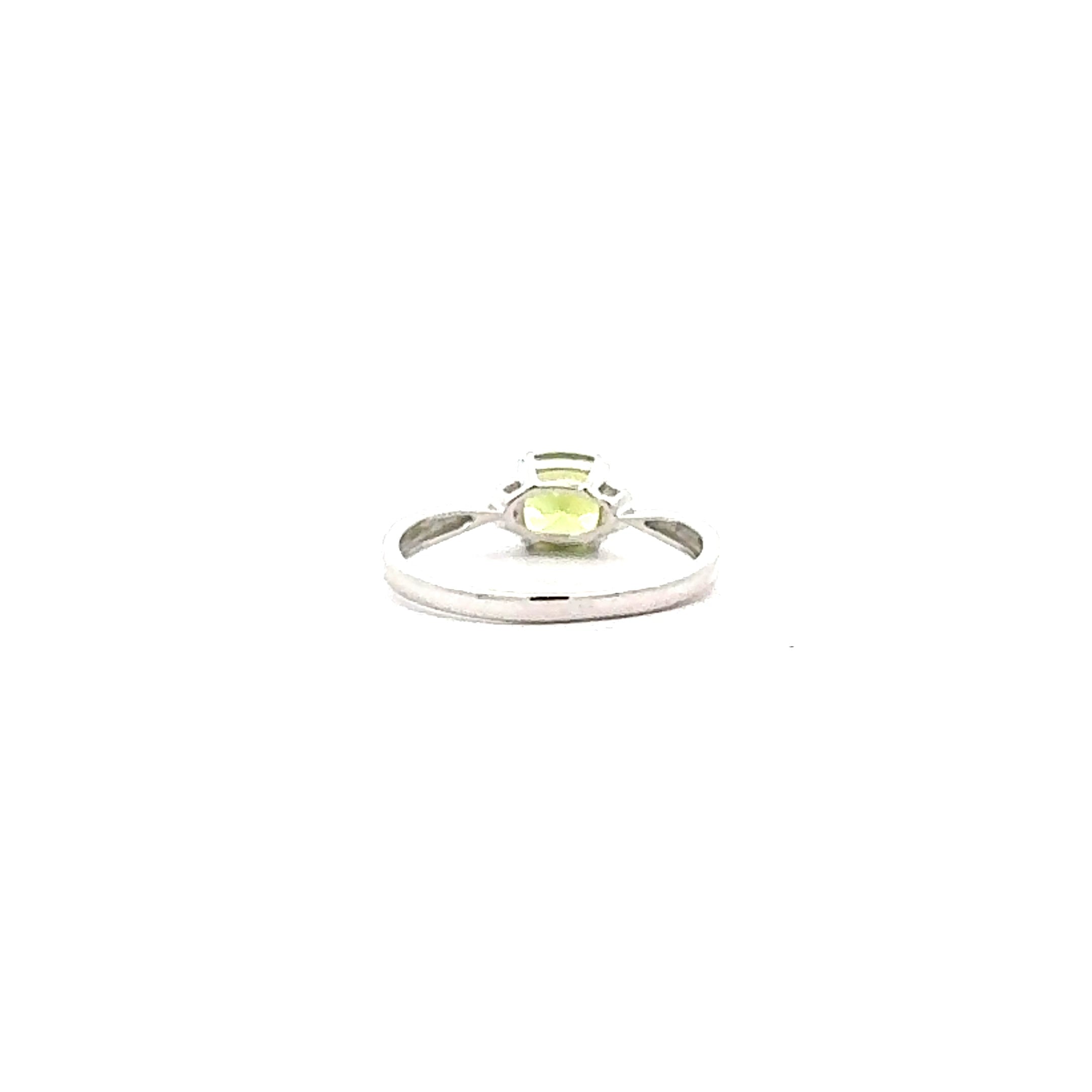 10K White Gold Peridot and Diamond Ring - 4