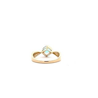 10K Yellow Gold Swiss Blue Topaz and Diamond Ring