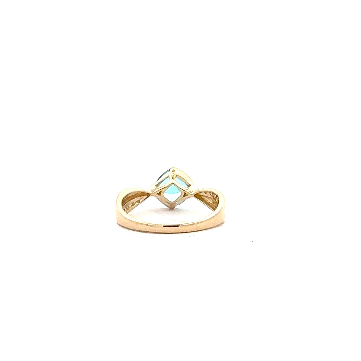 10K Yellow Gold Swiss Blue Topaz and Diamond Ring