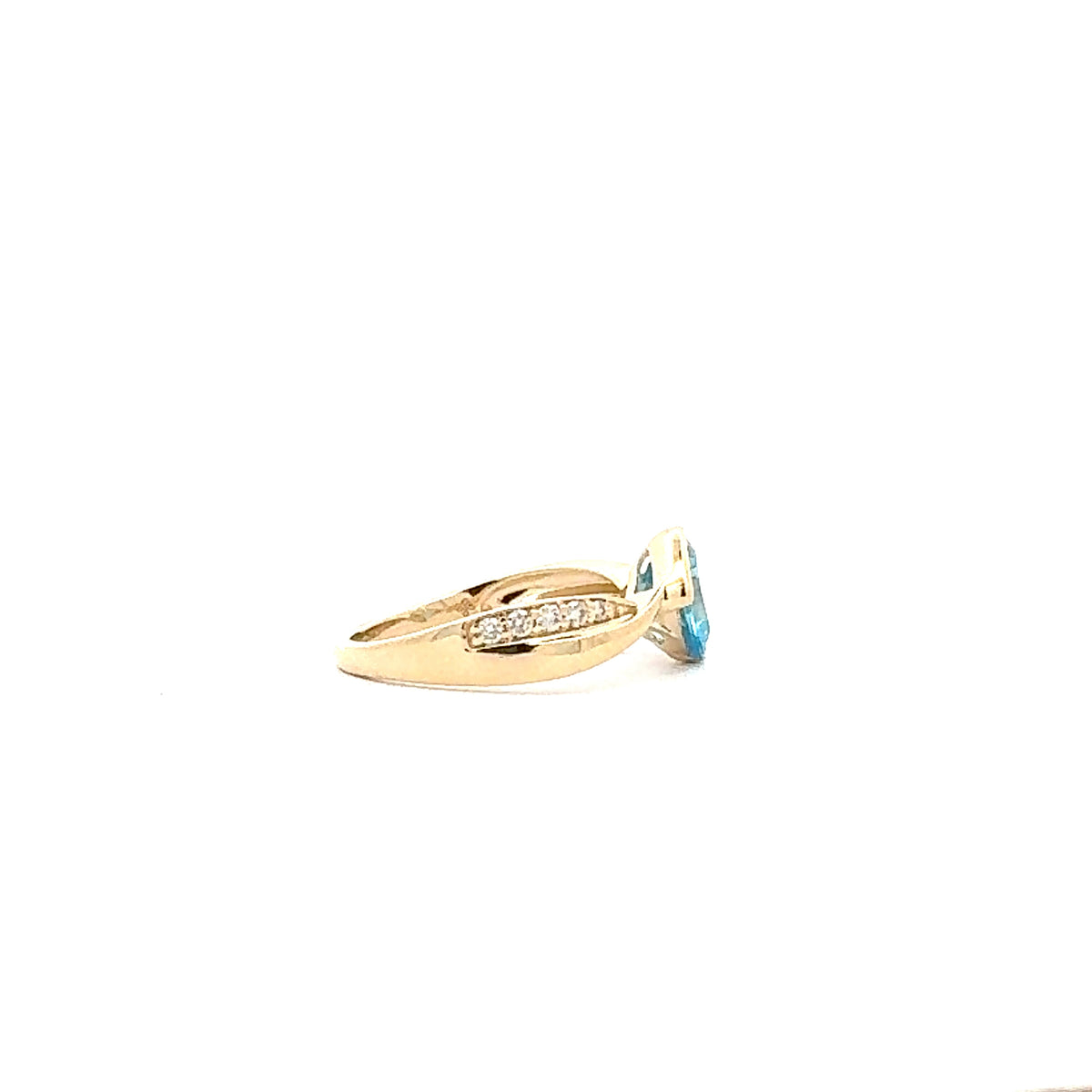 10K Yellow Gold Swiss Blue Topaz and Diamond Ring