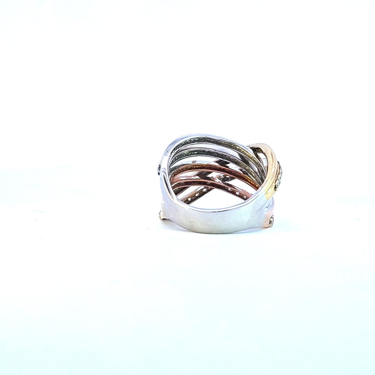 10K Yellow, White and Rose Gold Three Tone Diamond Ring