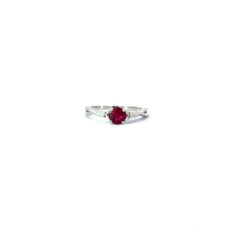 925 Silver Synthetic Gemstone and CZ Ring