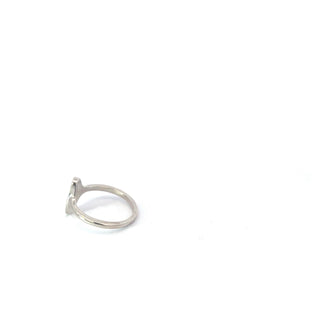 14K White Gold 13x7 mm Oval Brushed Top Signet Ring