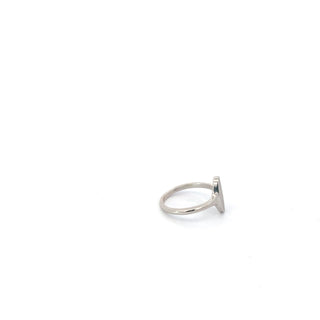 14K White Gold 13x7 mm Oval Brushed Top Signet Ring