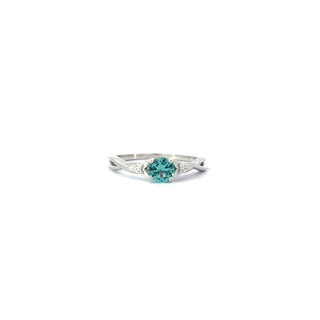 925 Silver Synthetic Gemstone and CZ Ring