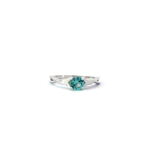 925 Silver Synthetic Gemstone and CZ Ring