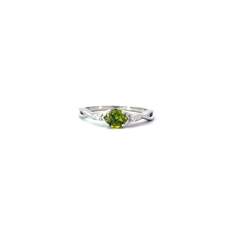 925 Silver Synthetic Gemstone and CZ Ring