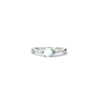 925 Silver Synthetic Gemstone and CZ Ring